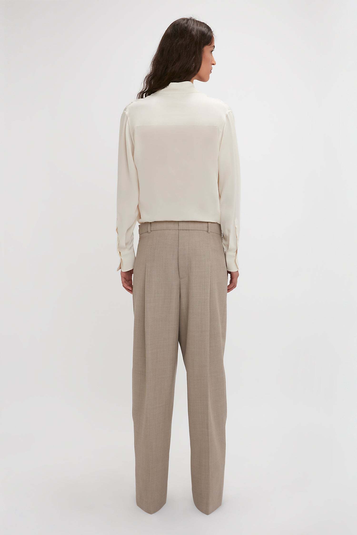 Victoria Beckham Womens Ivory Ruffle-trim Silk Blouse In White