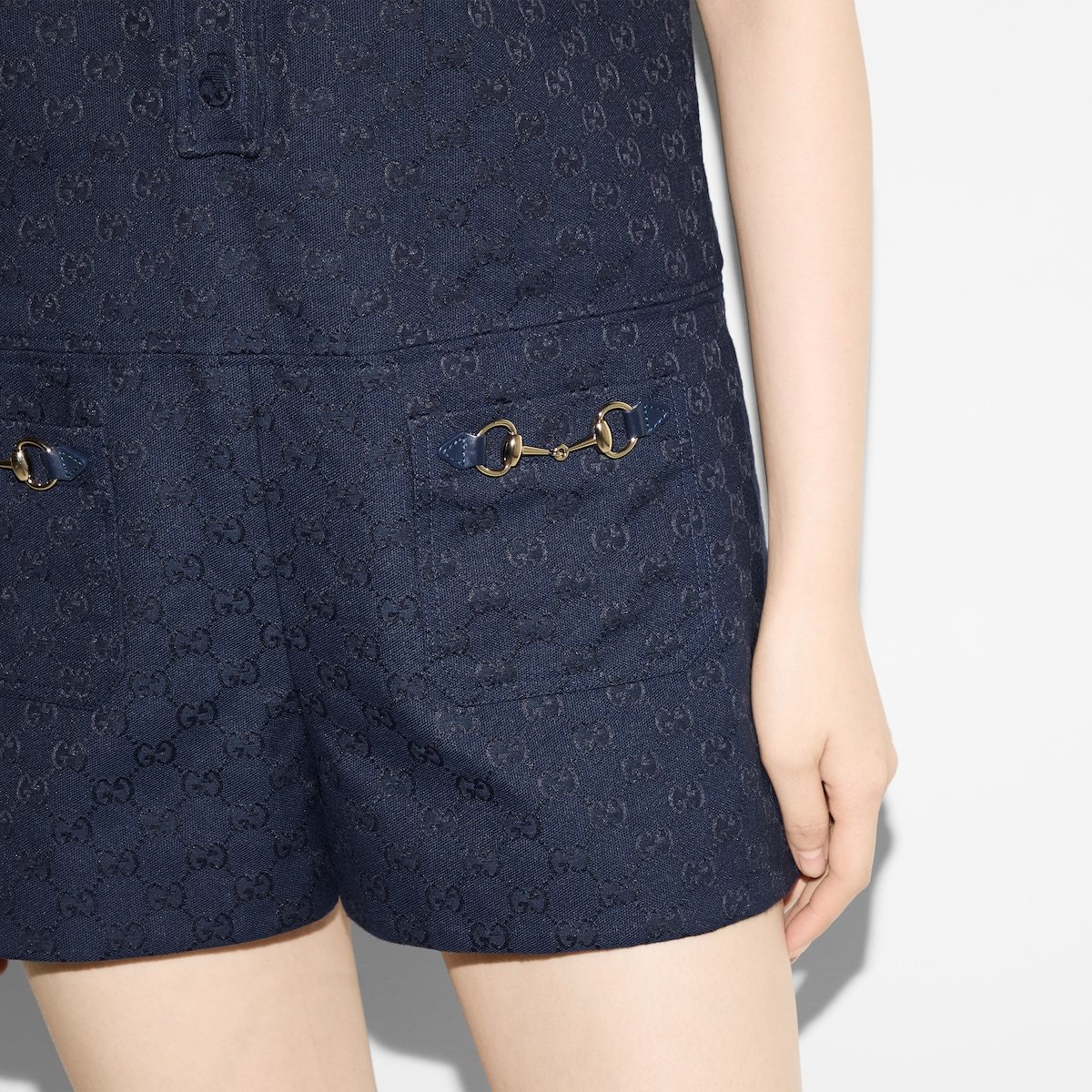 Gucci Gg Canvas Jumpsuit With Horsebit In Black