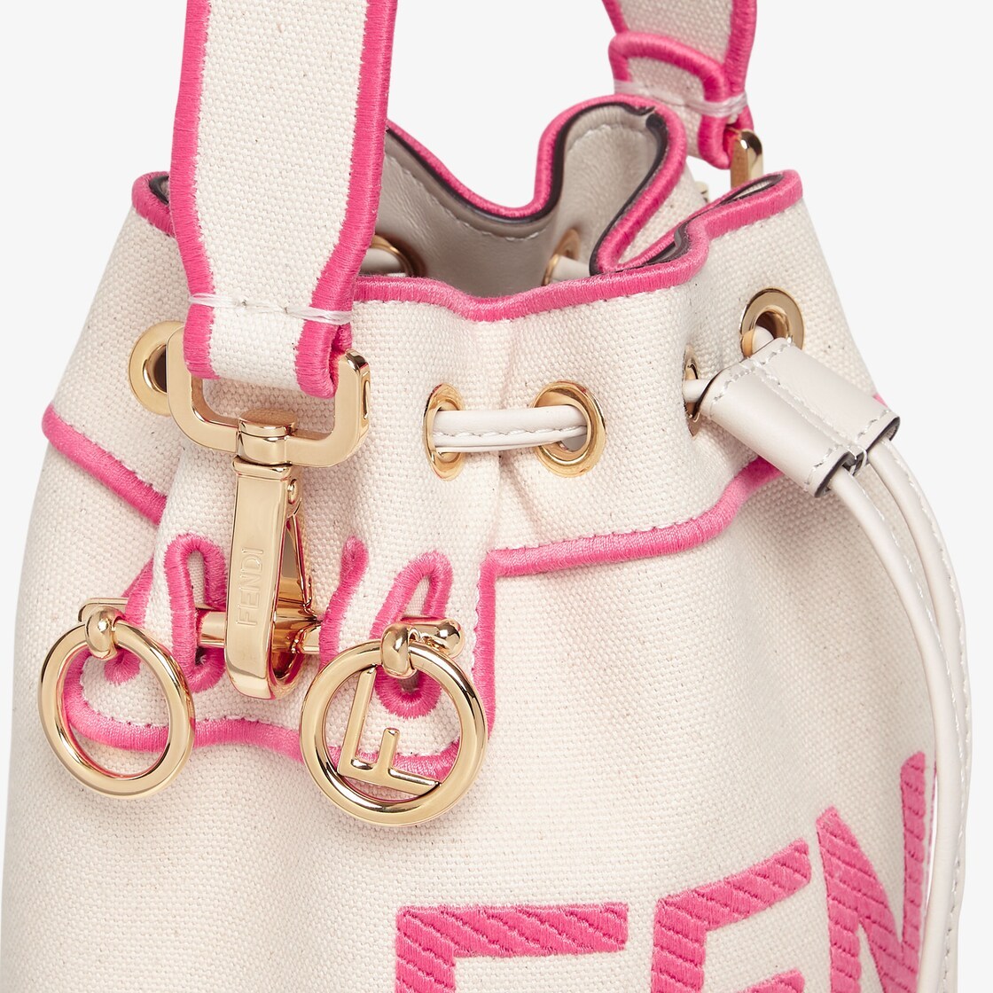 Shop Fendi Beige Canvas Mini-bag With Roma Embroidery In White