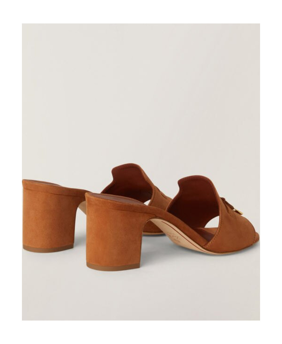 Loro Piana Suede Open-toed High-heeled Sandals In Brown