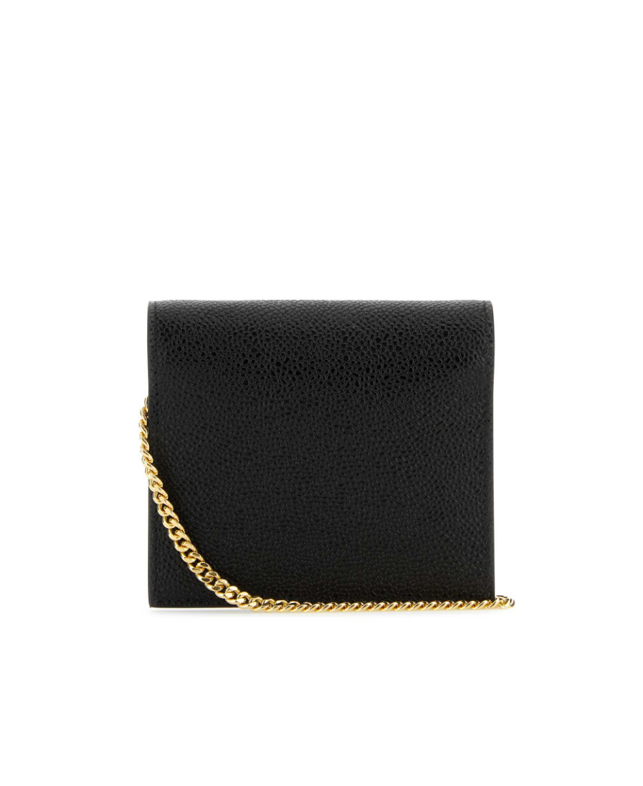 Thom Browne Women Black Leather Card Holder In Black