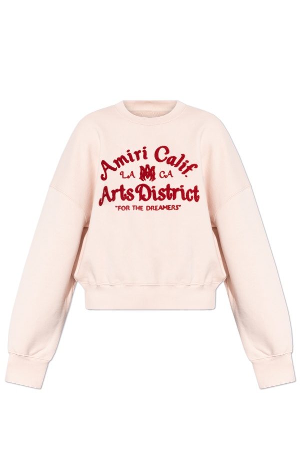 Amiri Arts District Logo Cropped Crewneck Sweatshirt In Pink