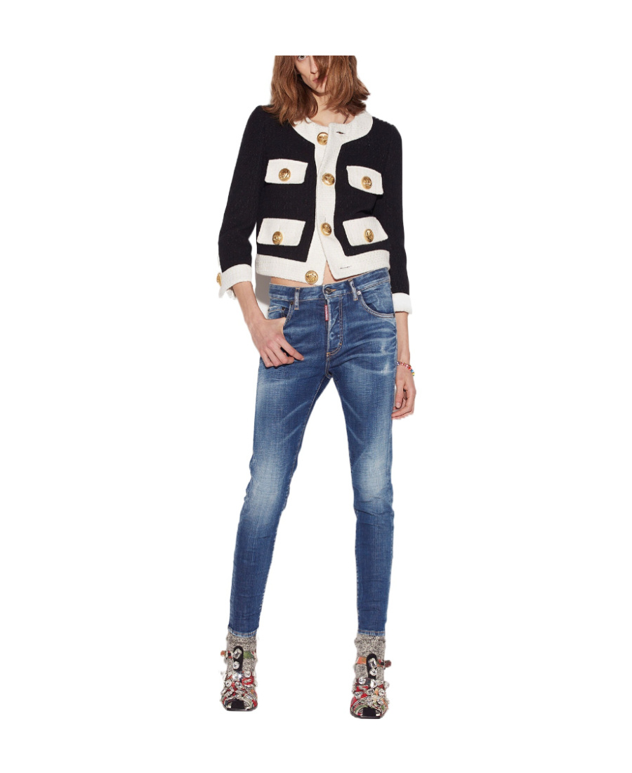 Dsquared2 Stonewashed Skinny Jeans In Blue