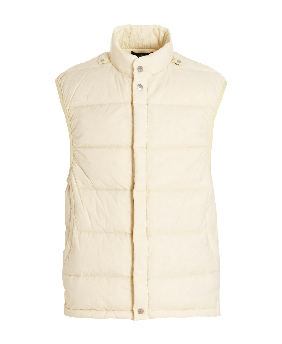 Stone Island Laminated Feather-down Biker Jacket In Green