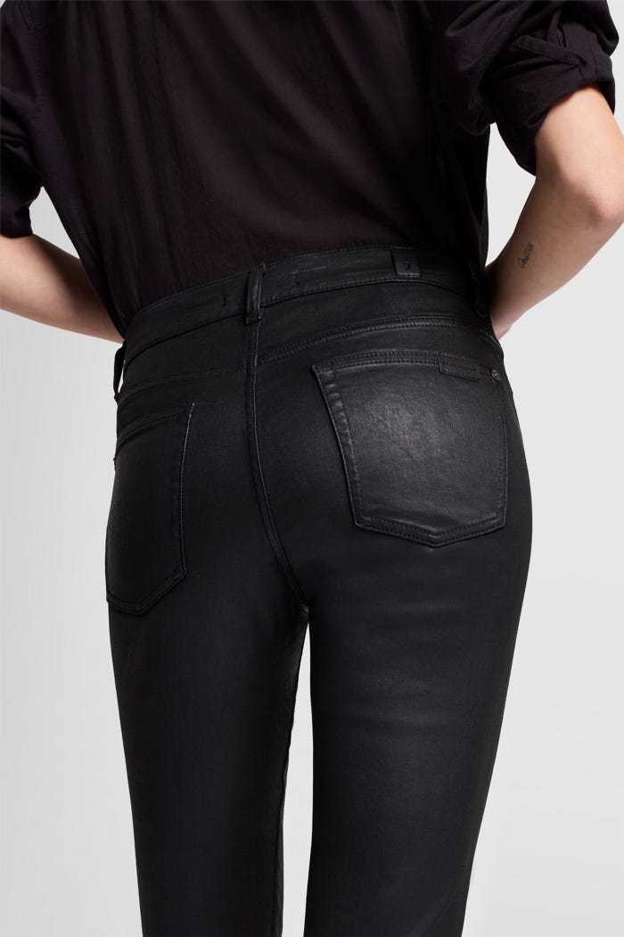 7 For All Mankind Mid-waist Flared Jeans In Black