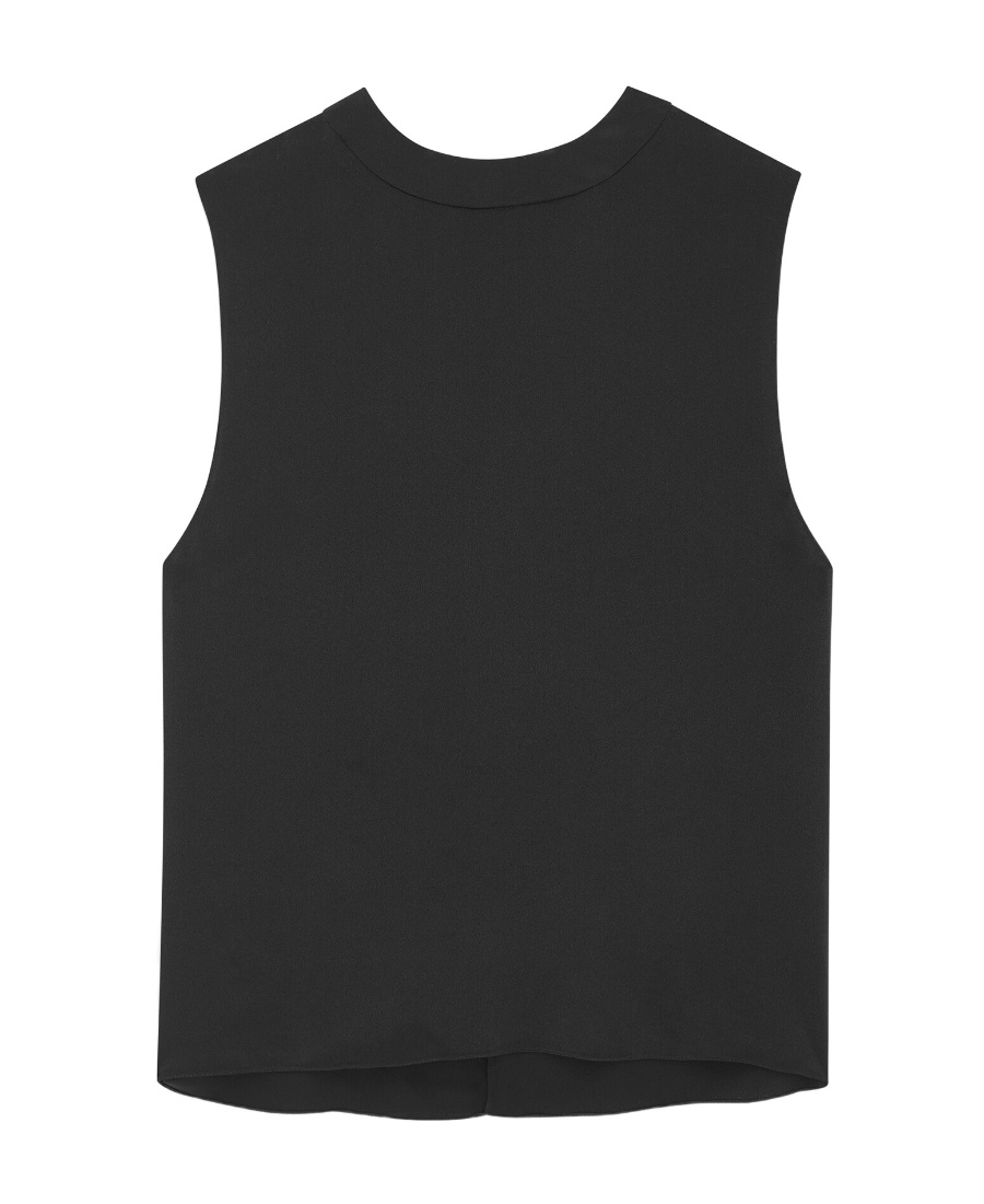 Saint Laurent Keyhole-detail Silk Tank Top In Black