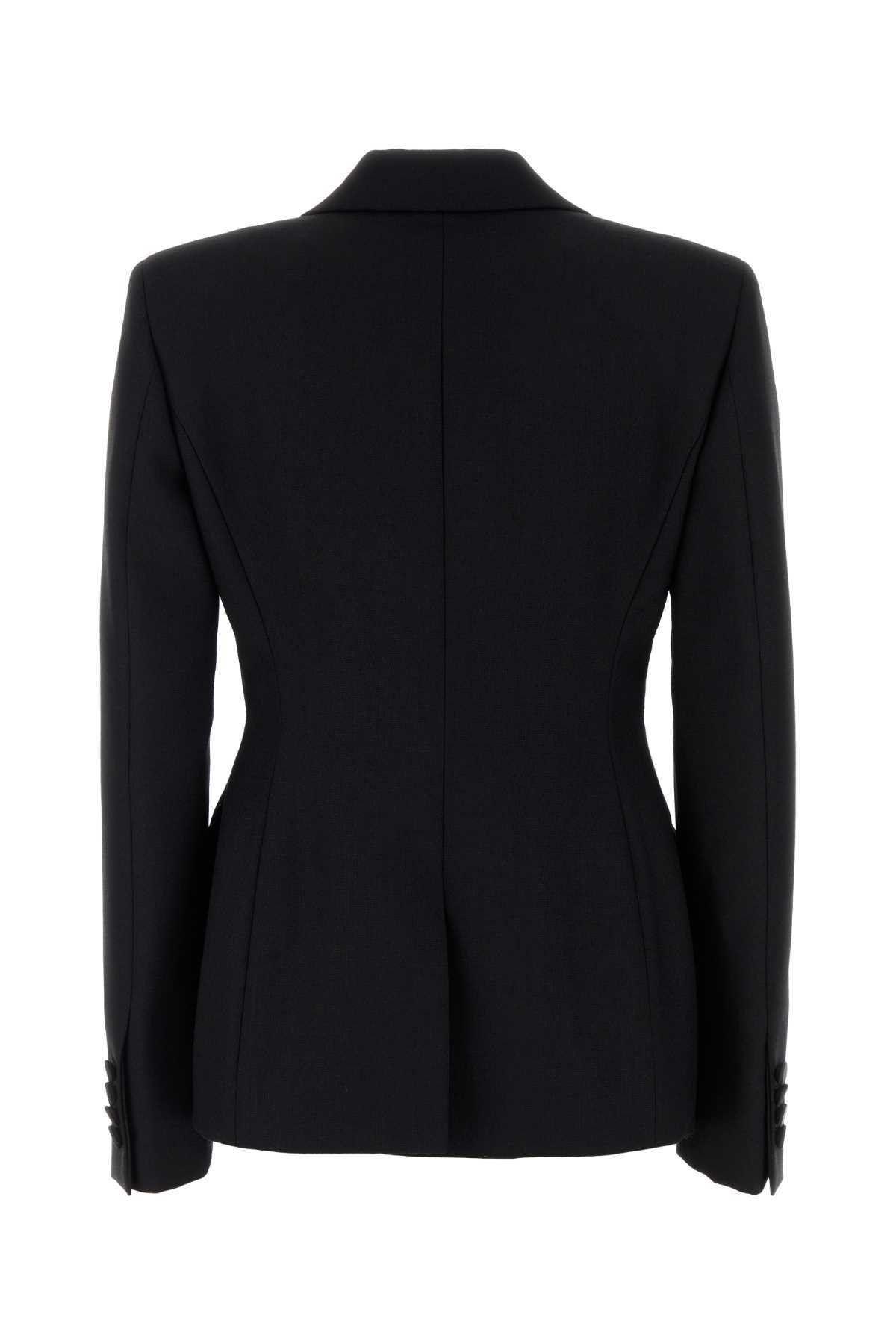 Moschino Tailored Wool Blazer Featuring Structured Shoulders In Black