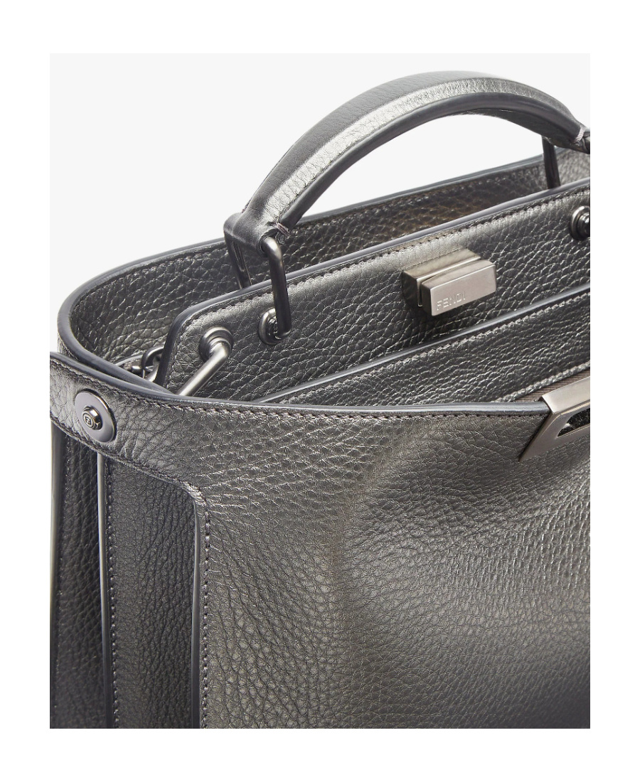 Fendi Peekaboo Metallic Tote Bag In Gray