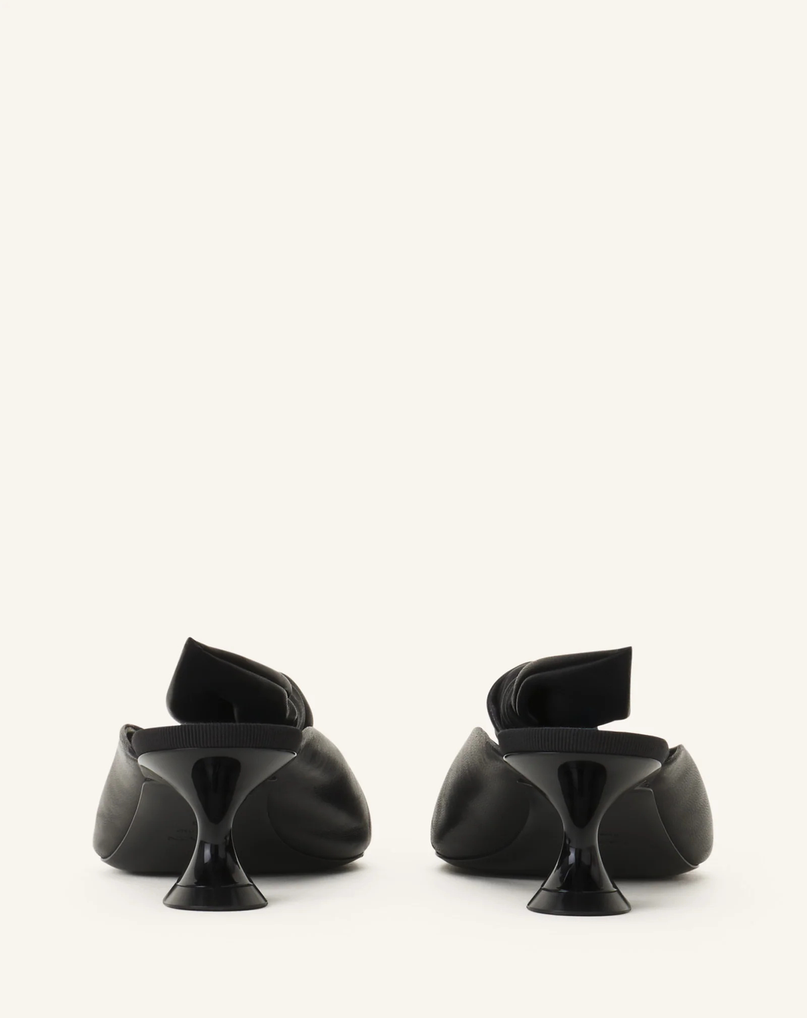 Lanvin Midnight Step Bow Leather Mule With Heel In Black