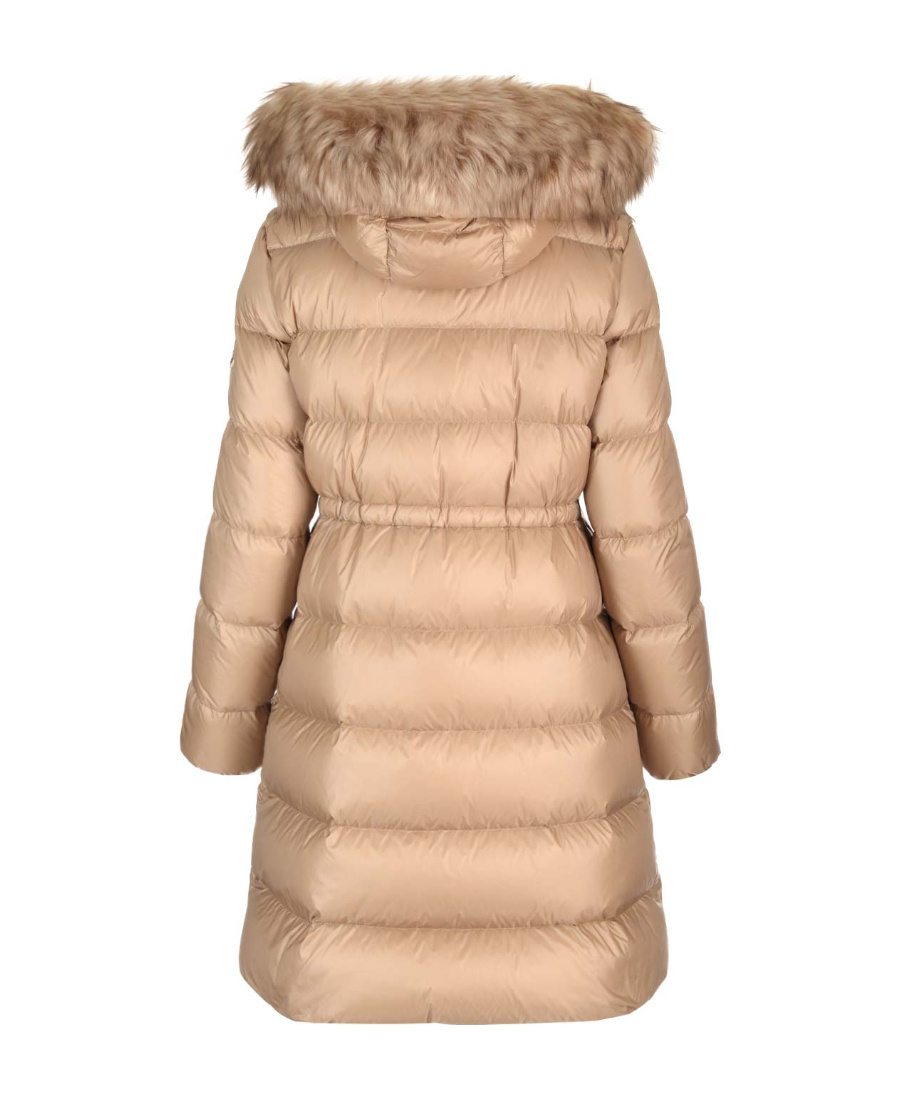 Moncler Chandre Zip-up Long Puffer Coat In Brown