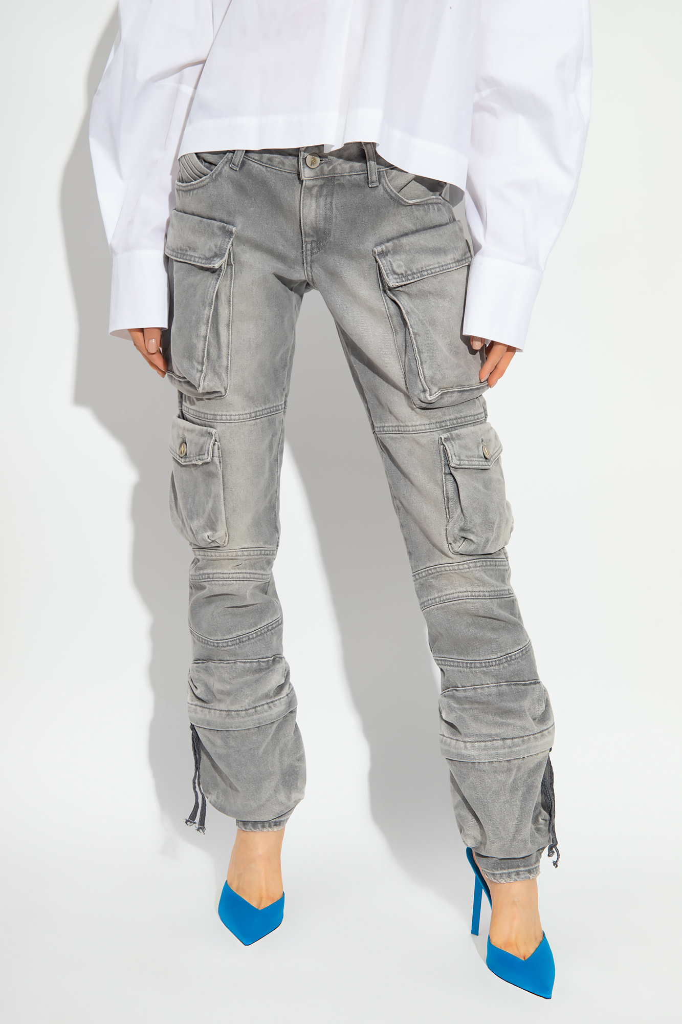 Attico Ladies Grey Essie Long Pants In Gray