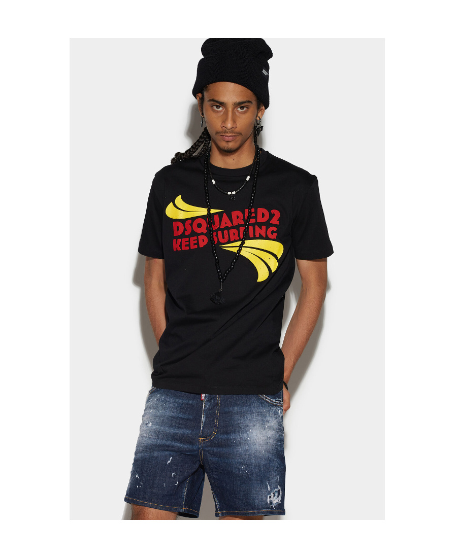 Dsquared2 Man T-shirt Black Size L Cotton In Black