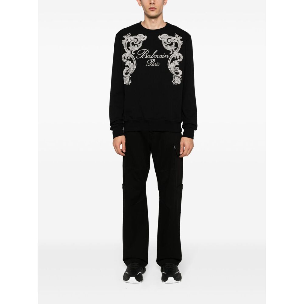 Balmain Logo-print Cotton Sweatshirt In Black