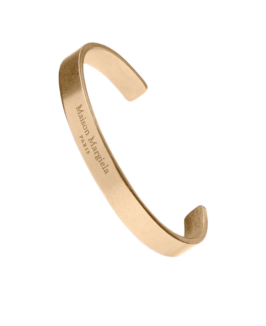Maison Margiela Logo-engraved Sterling Silver Cuff Bracelet In Yellow