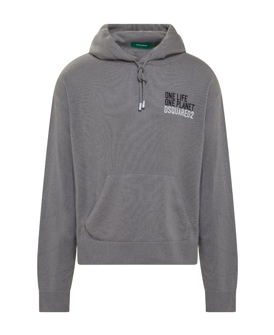 Dsquared2 Logo-print Long-sleeved Hoodie In Gray