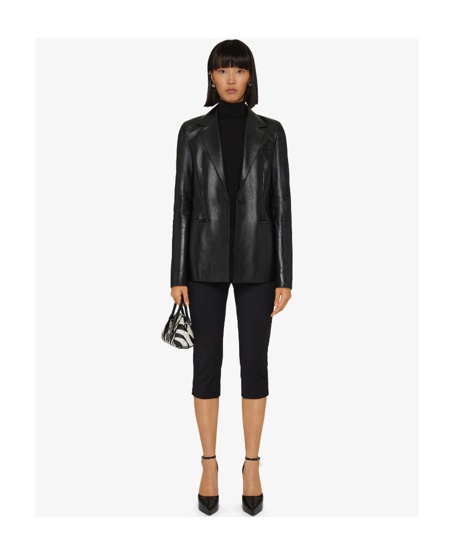 Givenchy Single-breasted Open Leather Jacket In Black