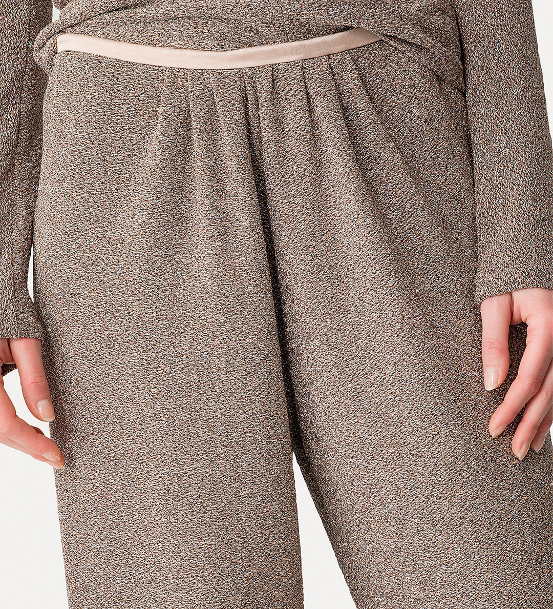 Forte Forte Women Lurex Wide-leg Trousers In Brown