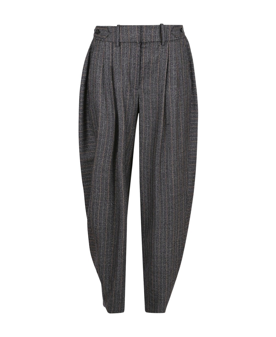 Stella Mccartney Pinstriped Pleated Wide-leg Trousers In Black