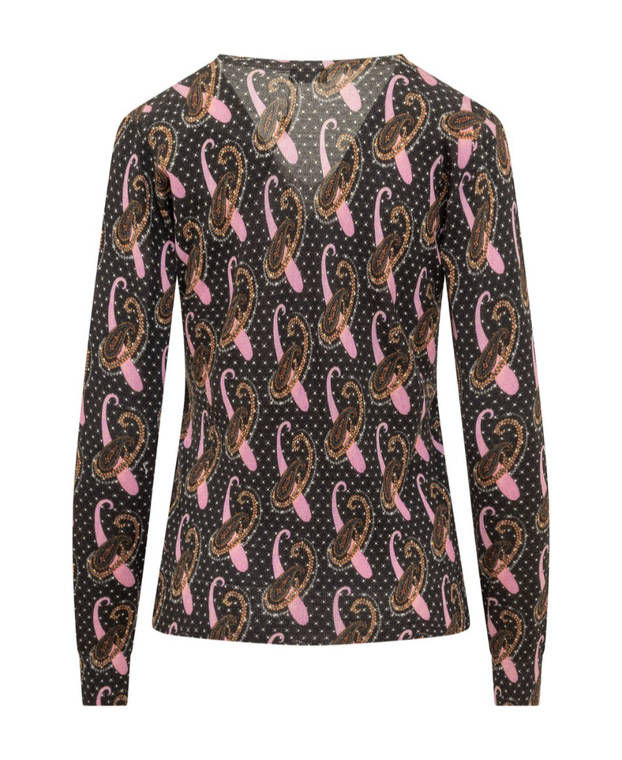 Etro Paisley-print Virgin Wool Top In Black