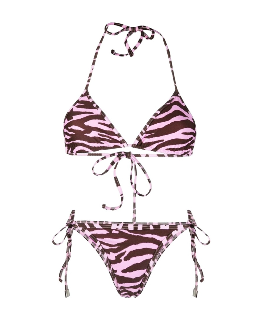 Attico Zebra-print Bikini In Pink