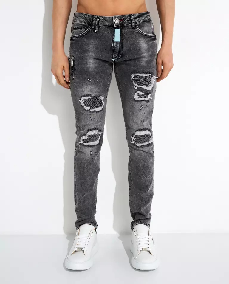 Philipp Plein Belt Loop Jeans In Gray