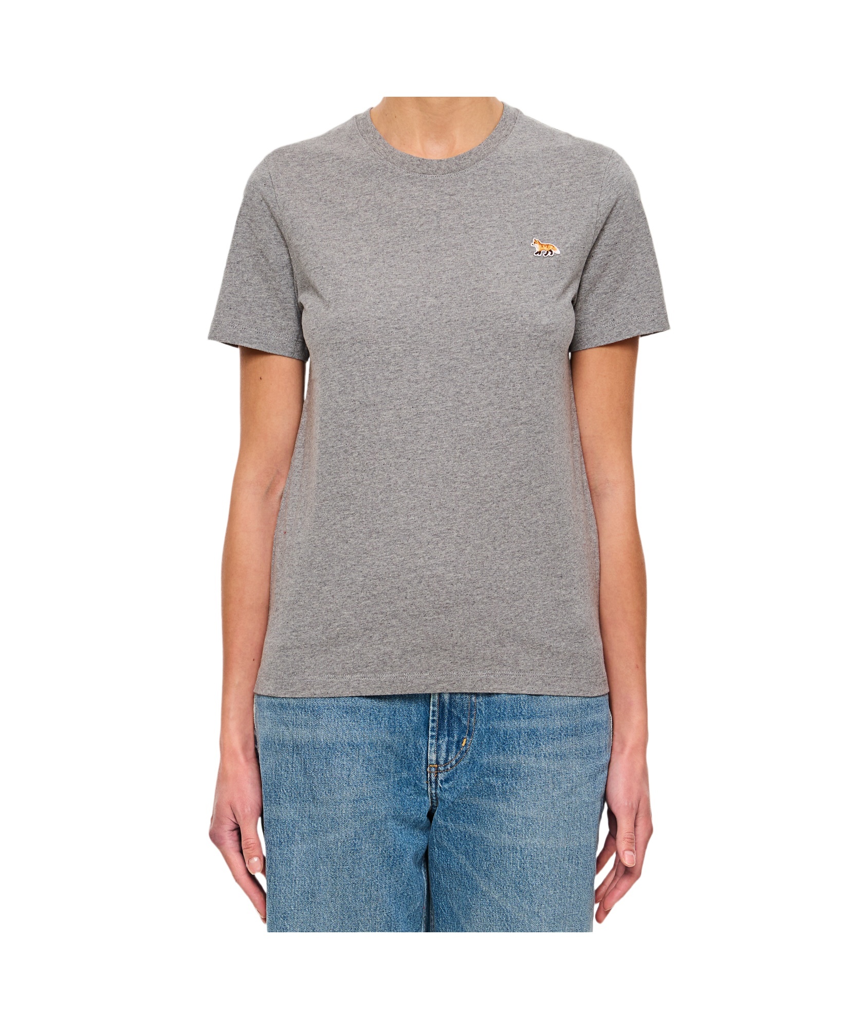 Shop Maison Kitsuné Bold Fox Head Patch Crewneck T-shirt In Gray