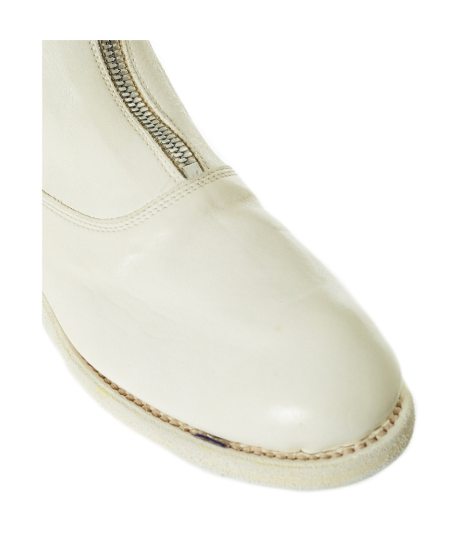 Guidi Women 310 Front Zip Military Boot In White