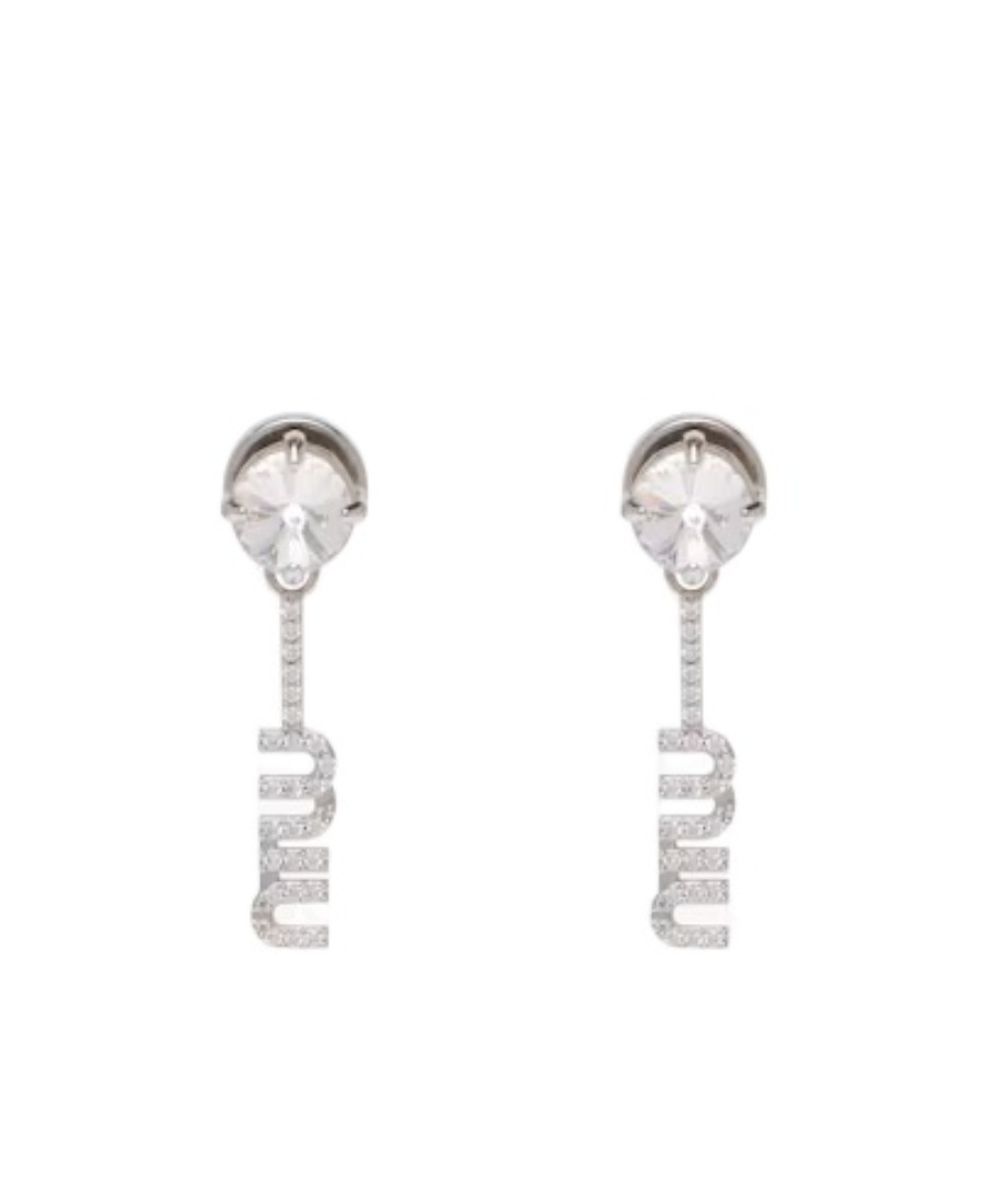 Miu Miu Crystal-embellished Drop Earrings In White