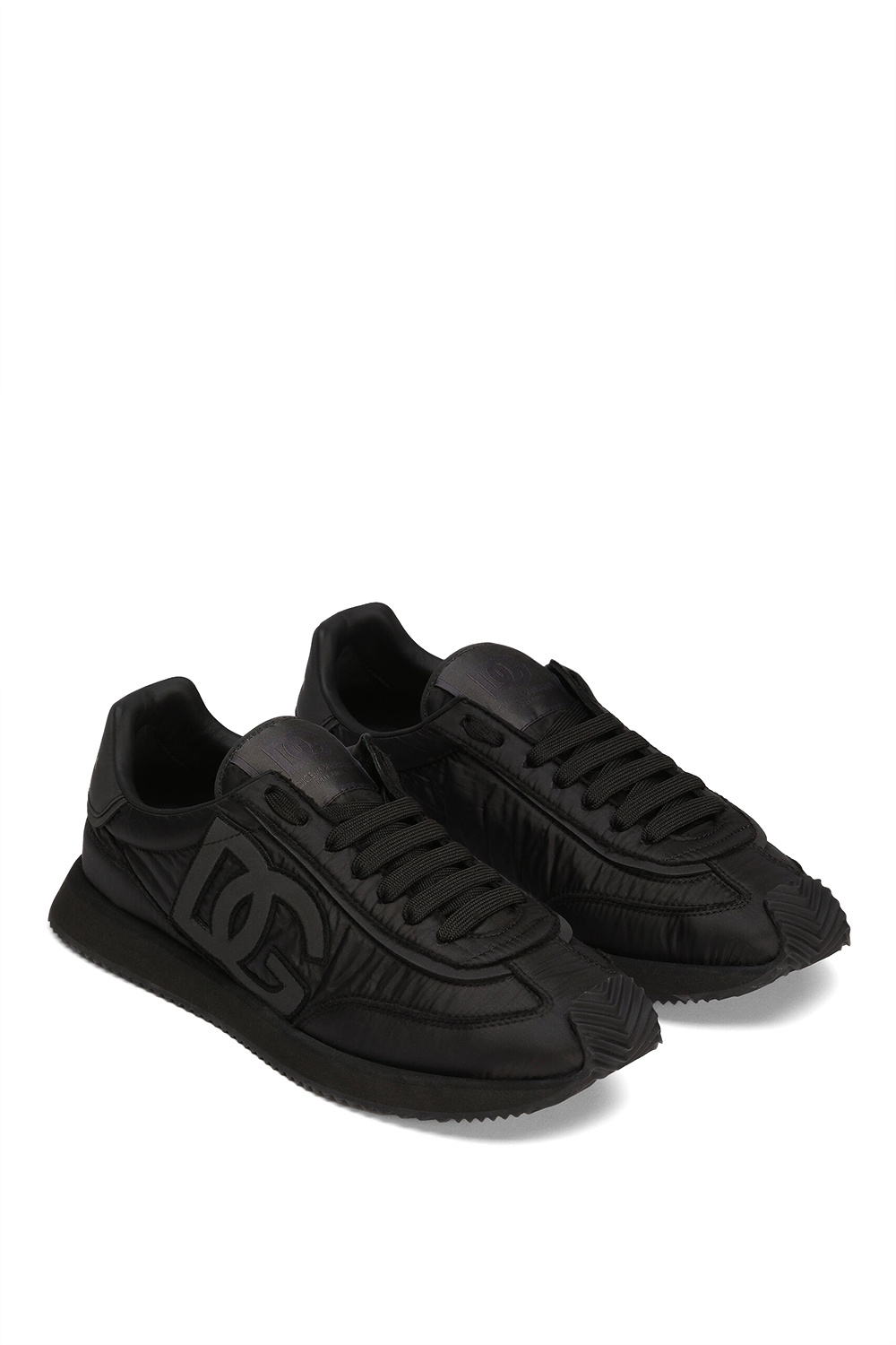 Dolce & Gabbana Low-top Nylon Sneakers With Leather Inserts In Brown