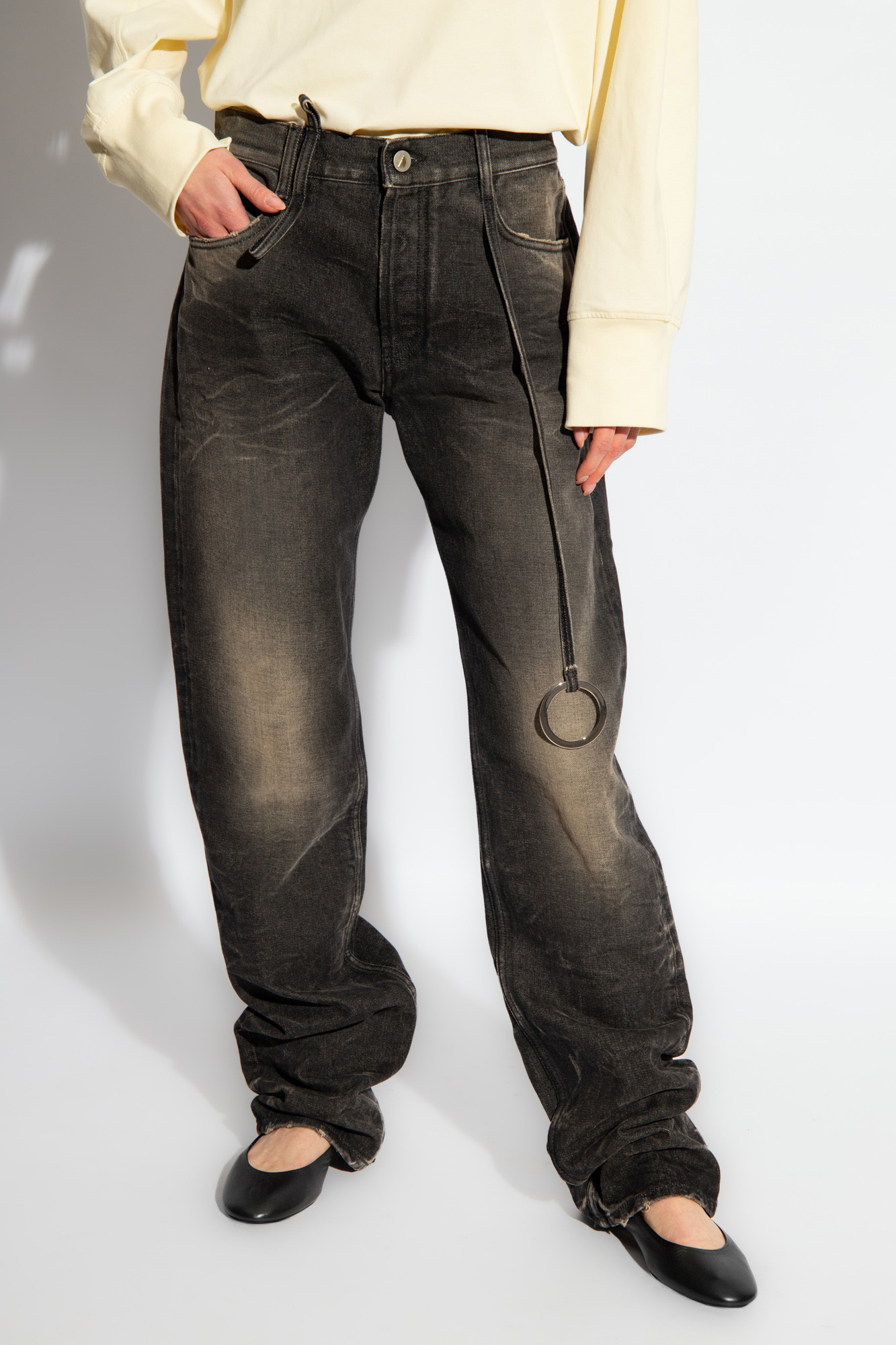 Attico Grey Long Jeans In Black
