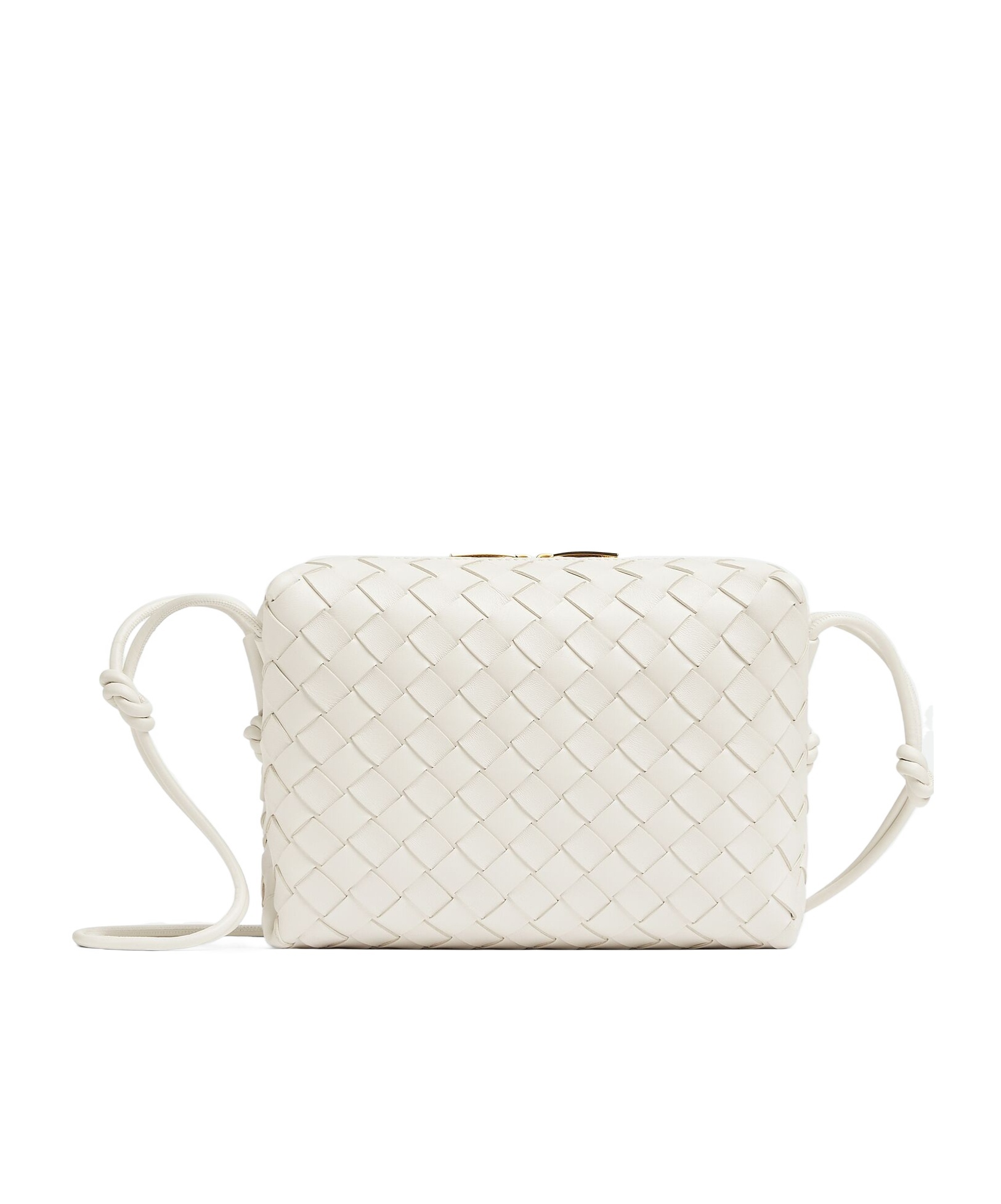 Bottega Veneta Loop Small Intrecciato Napa Shoulder Bag In White