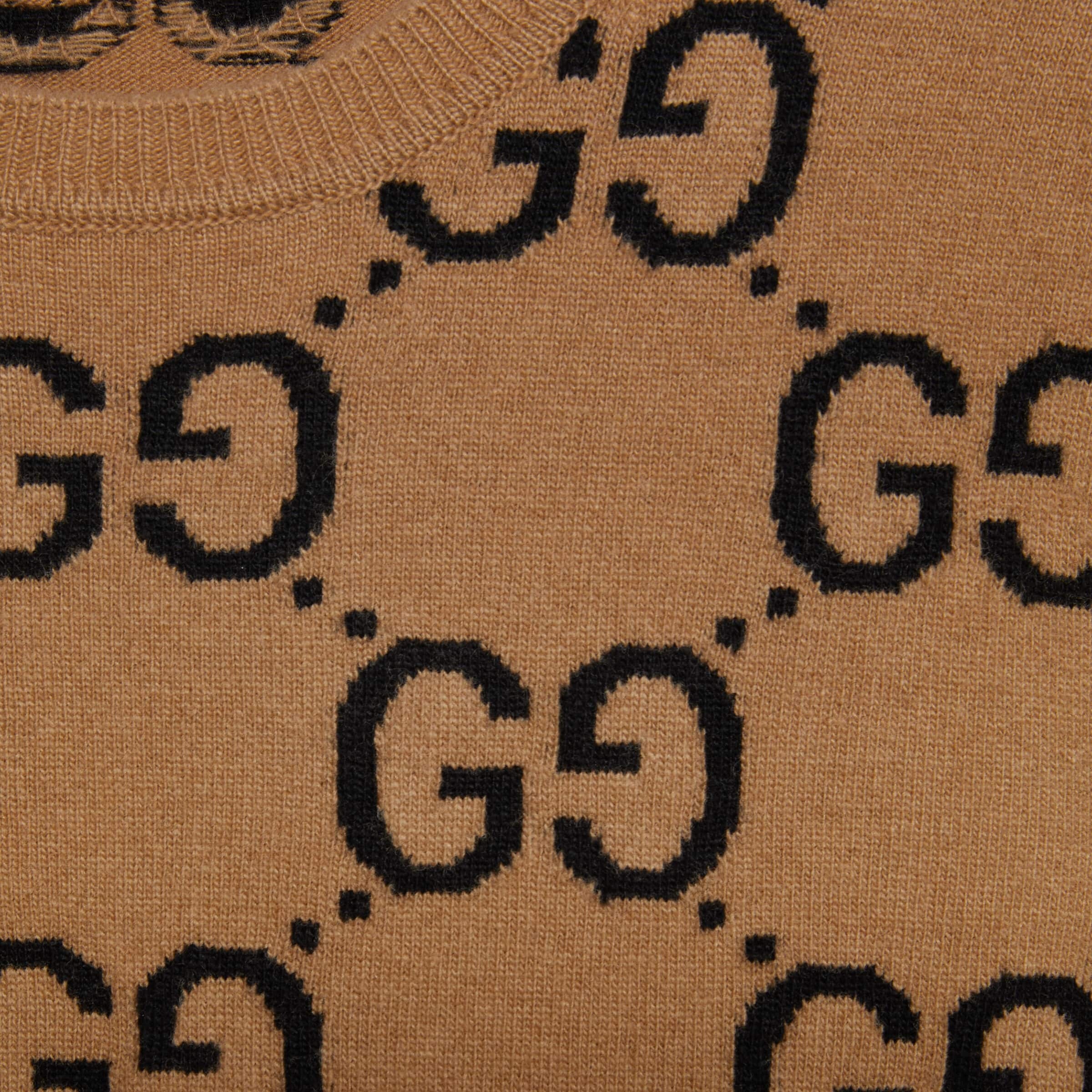 Gucci Gg-monogram Wool Jumper In Brown