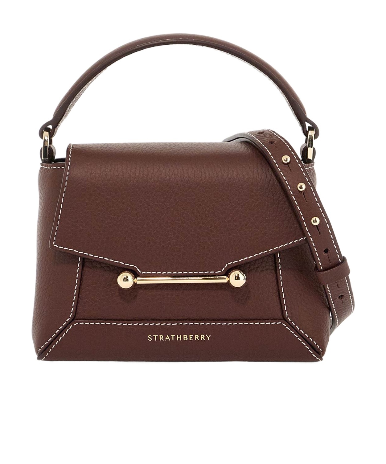 Strathberry Nano Mosaic Leather Bar-detail Tote Bag In Red