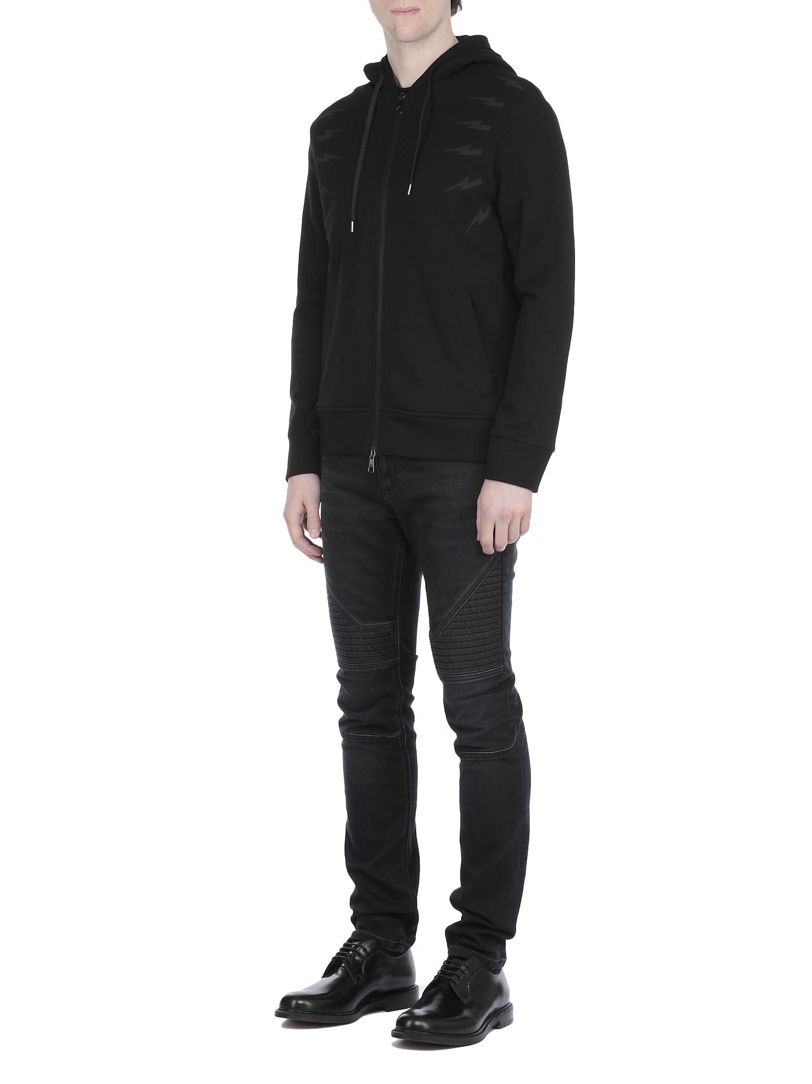 Neil Barrett Hooded Long-sleeved Hoodie In Black