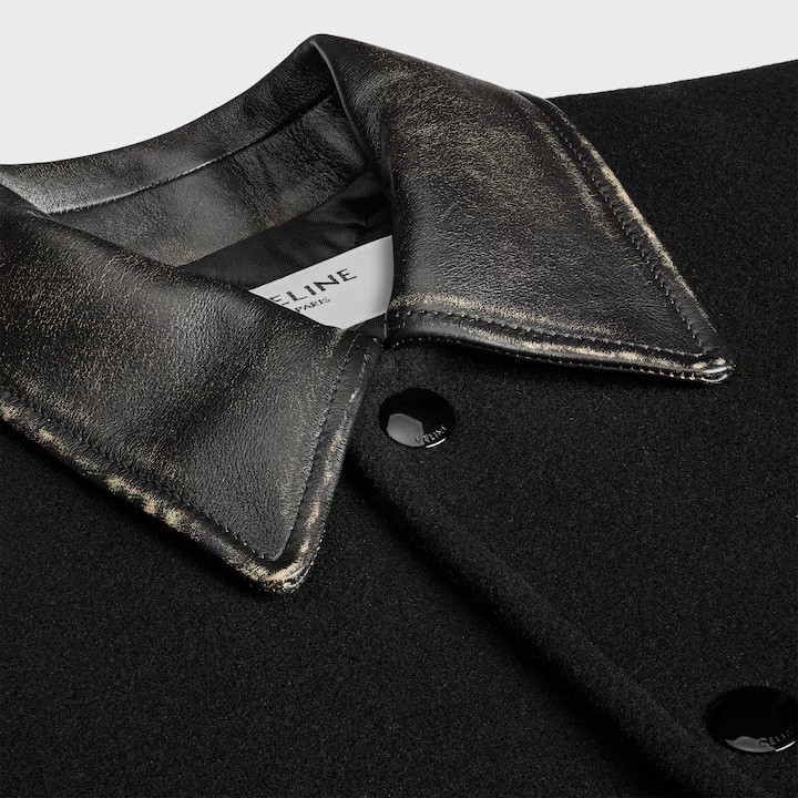 Celine Teddy Jacket In Wool Felt In Black