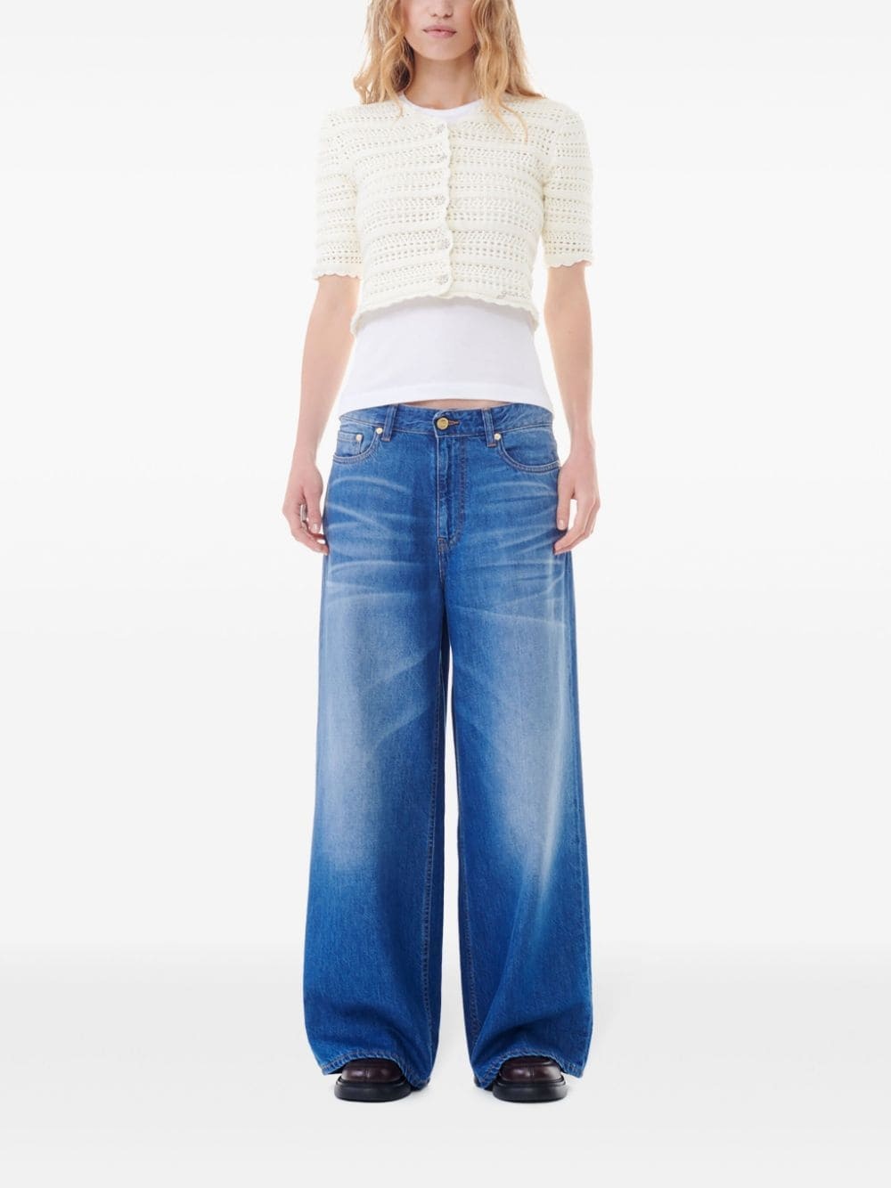 Ganni Mid-rise Wide-leg Jeans In Blue