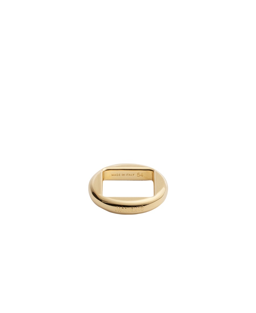 JACQUEMUS LA BAGUE ROND LOGO-ENGRAVED RING 