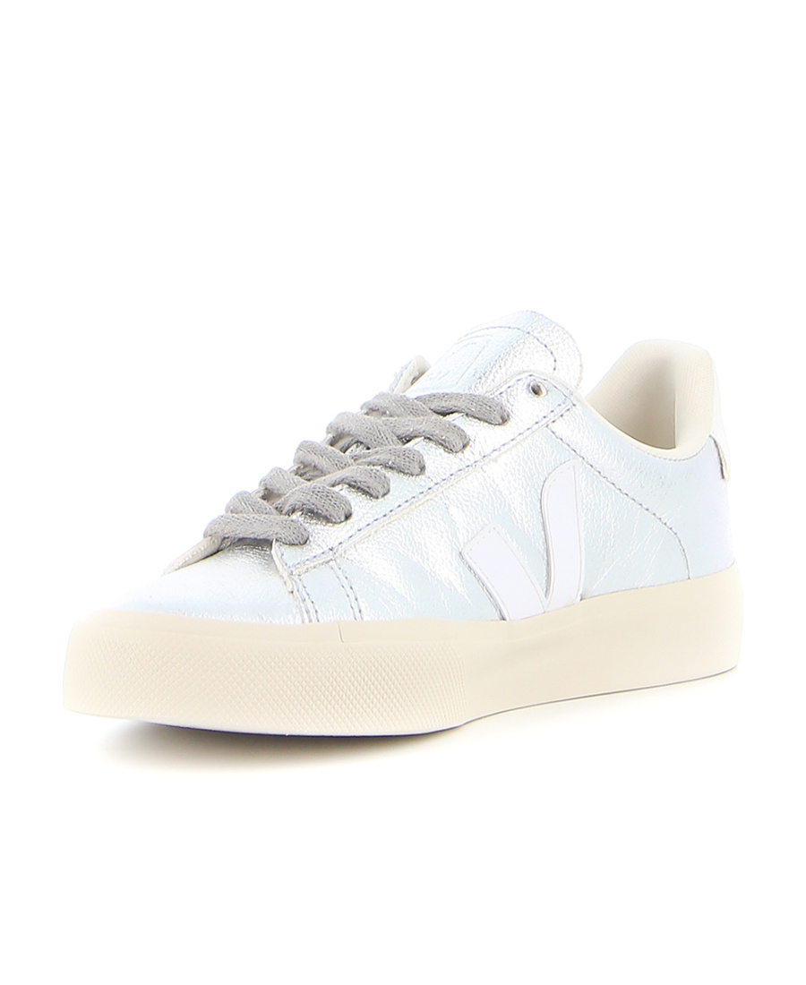 Veja Round Toe Lace-up Sneakers In White