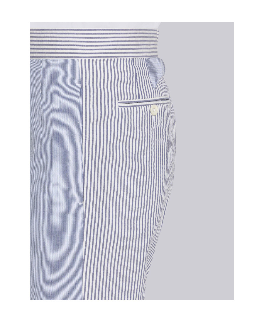 Thom Browne Seersucker Trousers In Gray