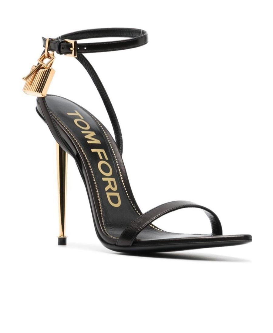 Tom Ford Padlock 85 Naked Pointy Sandals In Calf Leather In Black