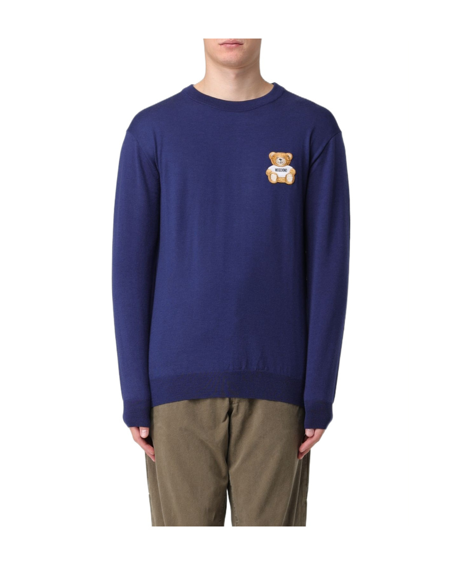 Moschino Blue Wool Sweater In Blue