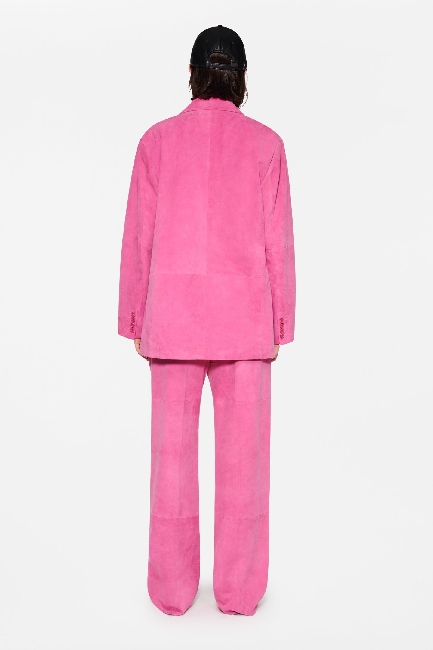 Stand Studio Resort Single-breasted Suede Blazer In Pink