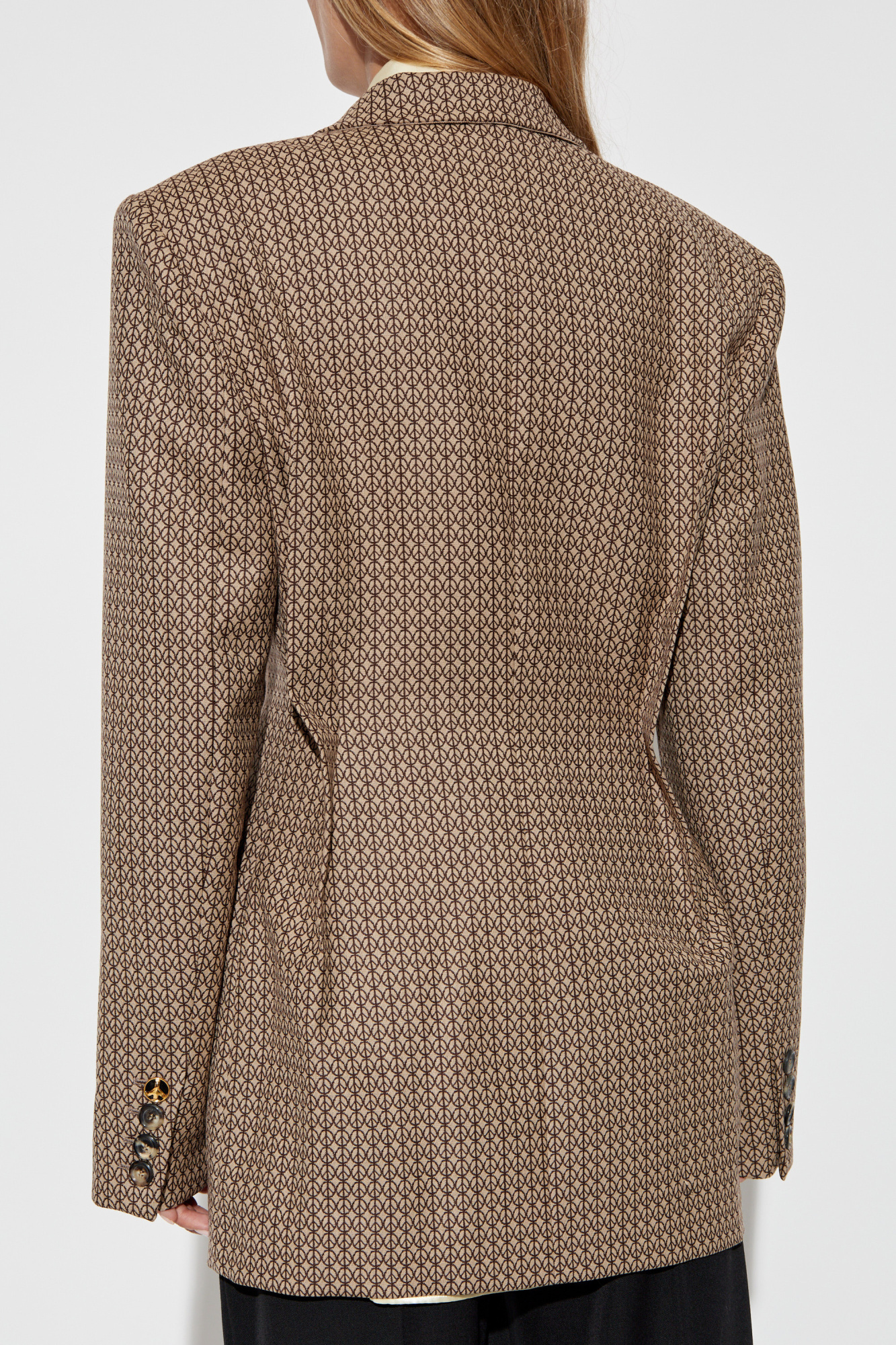 Moschino Logo Print Virgin Wool Blazer In Green