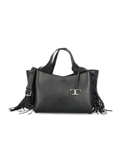 Tod's Fringed Tote Bag In Black