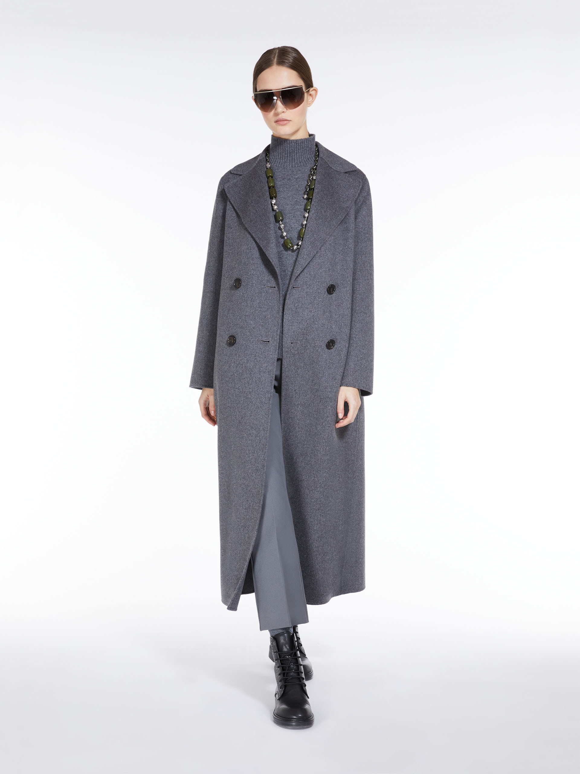 Max Mara Umanita Cotton Blend Trousers In Gray