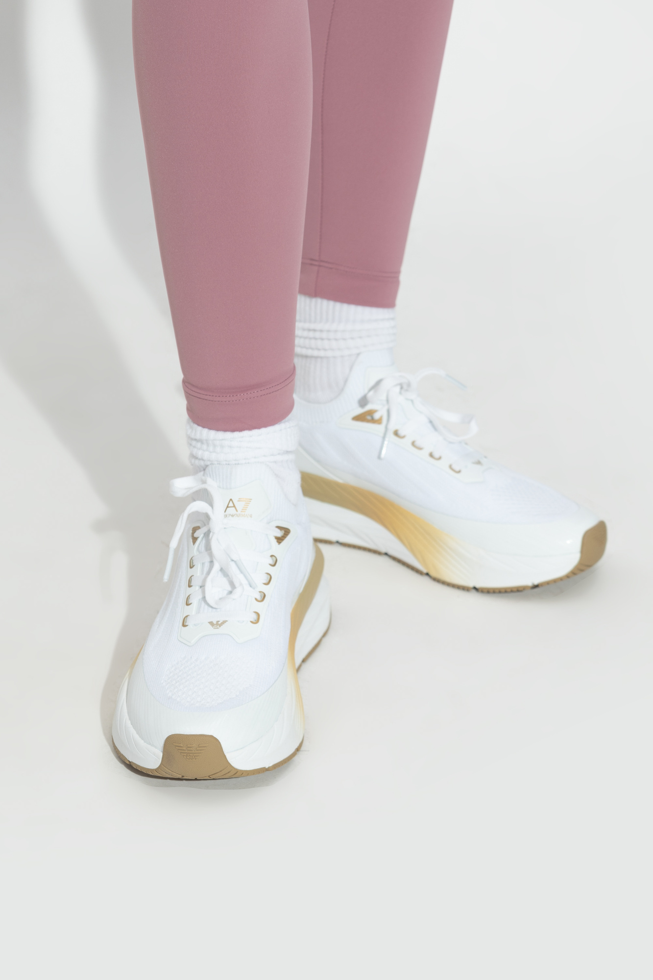 Ea7 Chunky Sole Running Sneakers In White