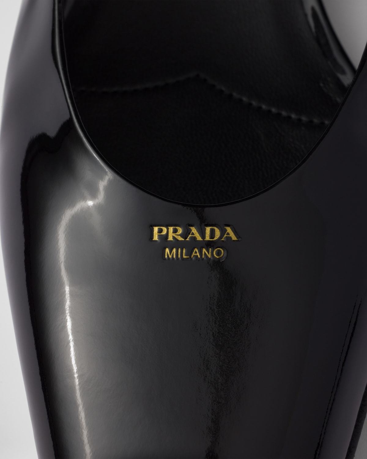 Prada Mary Jane Patent Pointy-toe Slingback Ballerina Flat In Black
