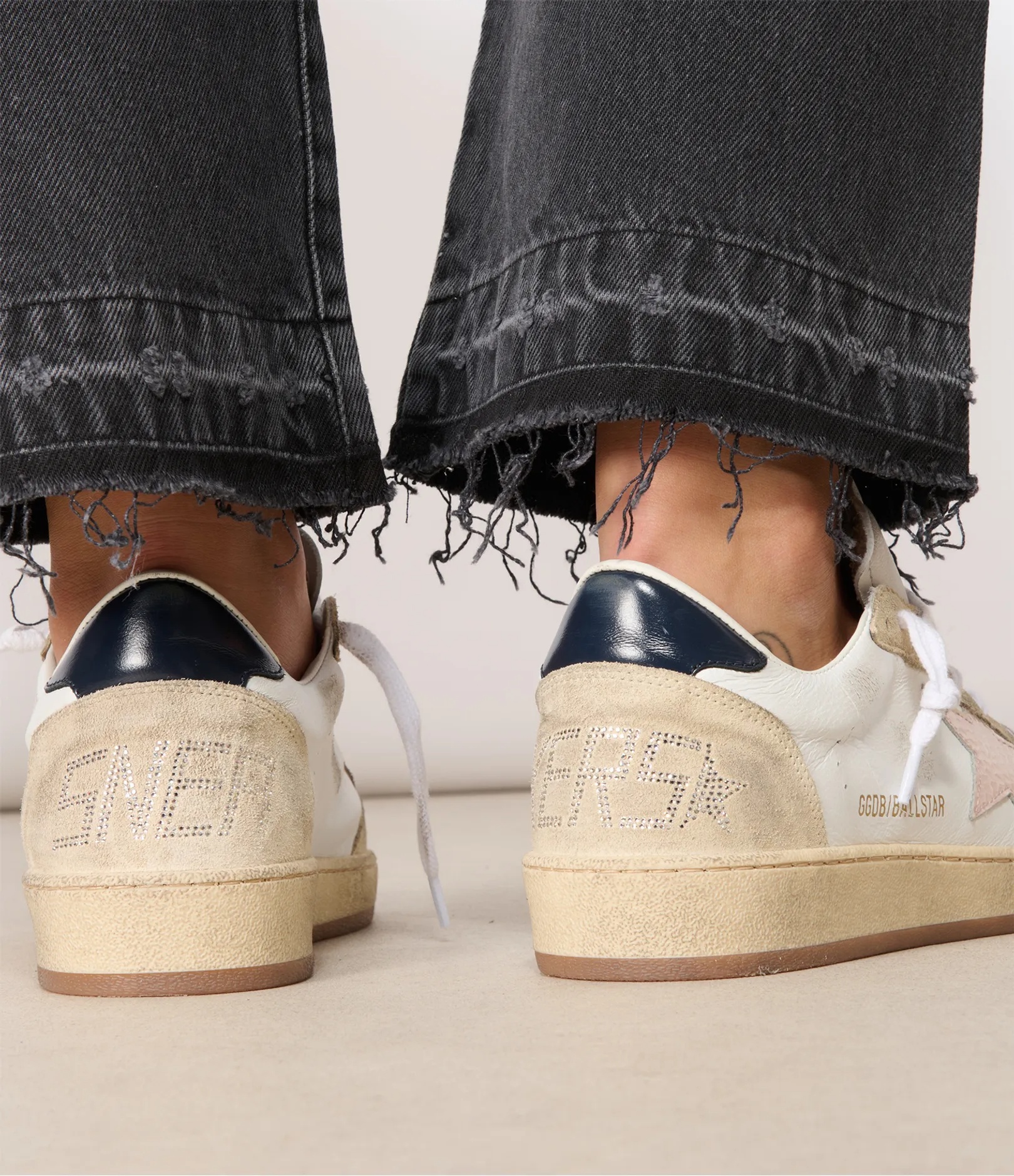 Golden Goose 20mm Ballstar Leather Sneakers In Nude