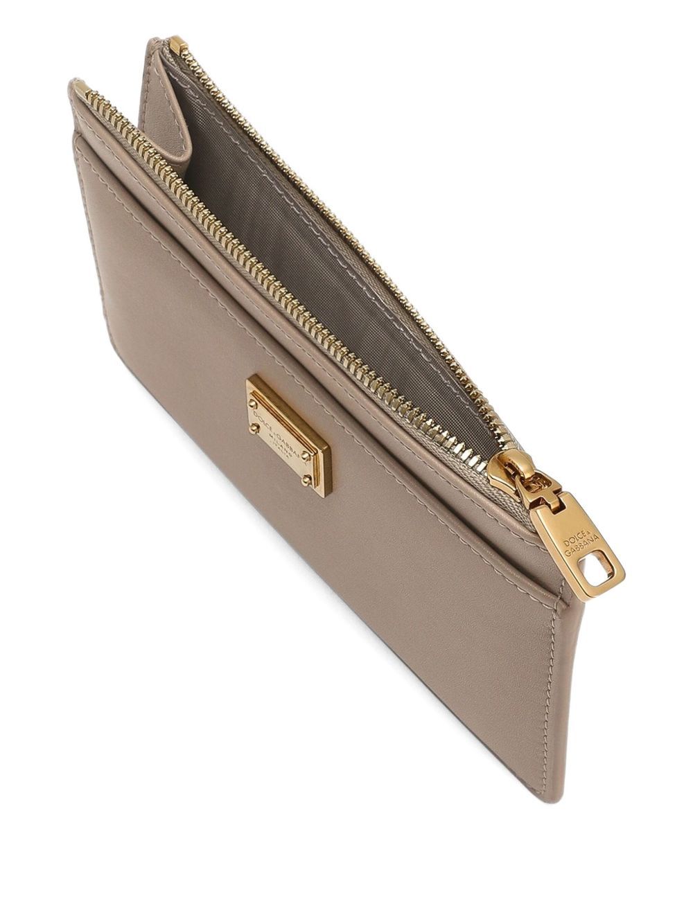 Dolce & Gabbana Slim Design Plonge Cardholder With Gold Hardware In Sand