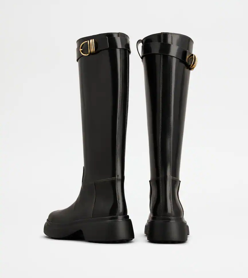 Tod's Leather Knee-high Boots In Black